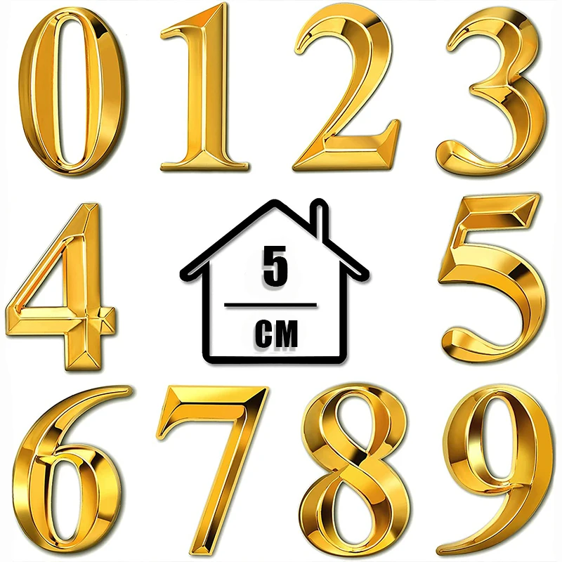 

5 CM House Numbers 3D Door Mailbox Numbers 0-9 Self-Adhesive House Door Number Signs House Street Address Numbers Stickers