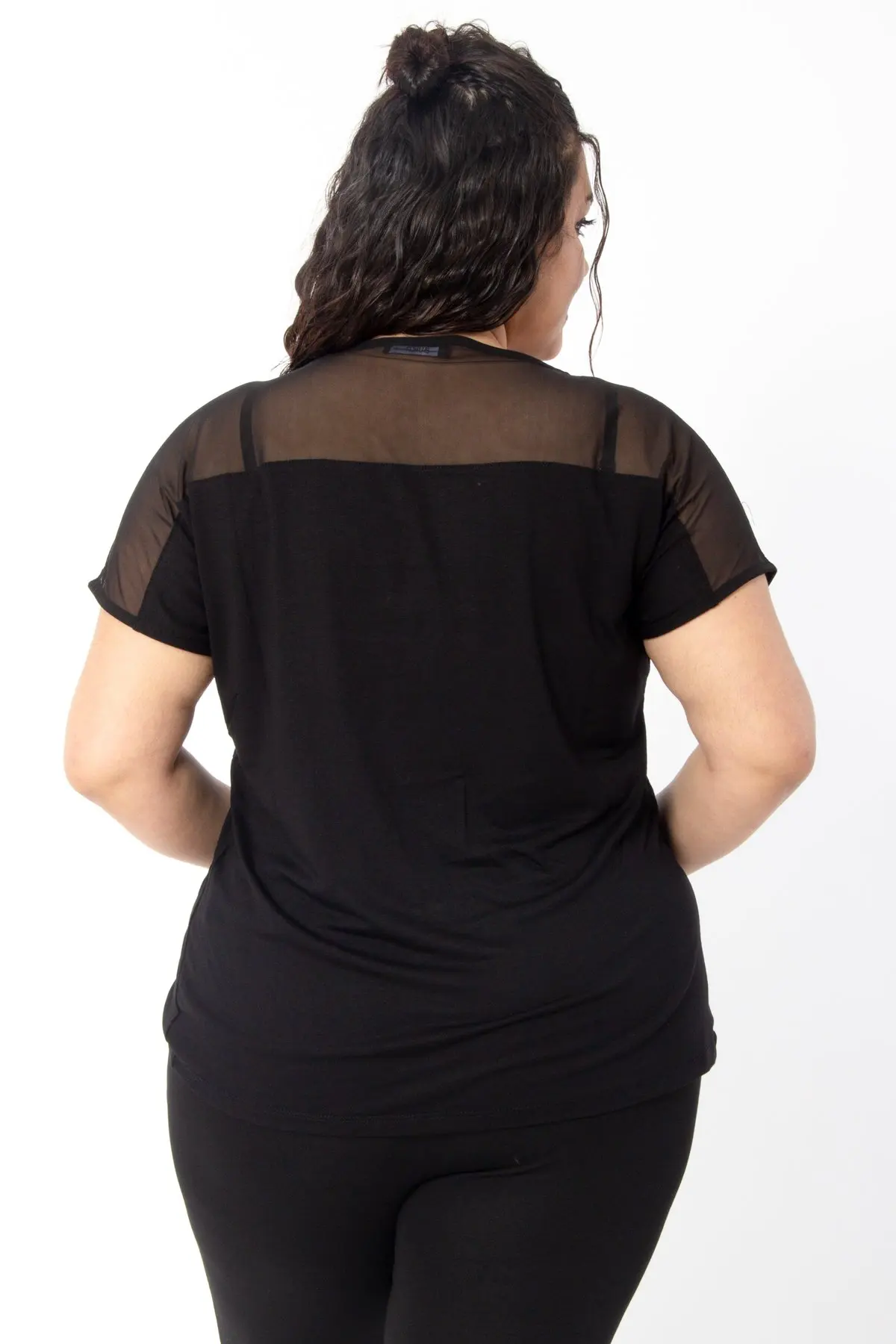 Блузка большого размера Hanezza из тюля с блестками спереди