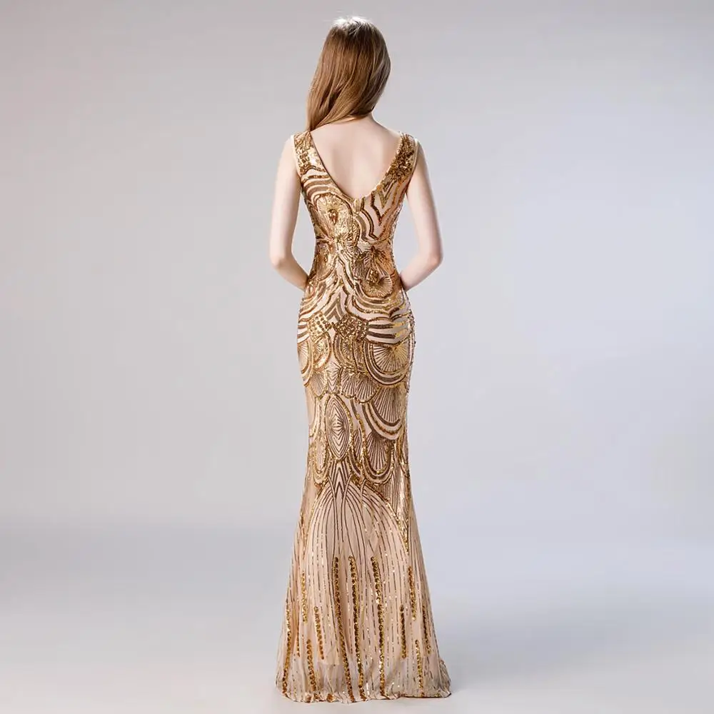 Золотое вечернее платье русалки вечерние платья кружевные с блестками длинные