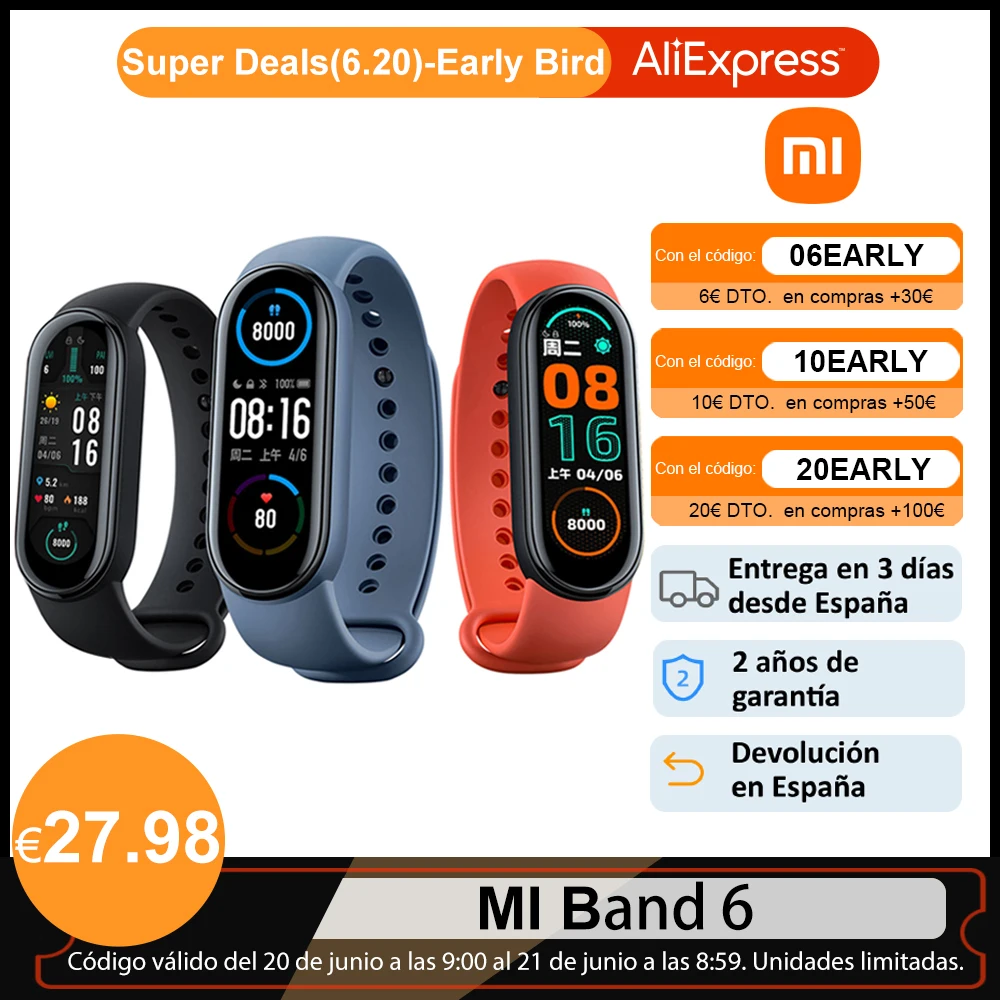 Умный Браслет Xiaomi Mi Band 6 смарт браслет 1 56 &quotAMOLED цветной экран Спортивный