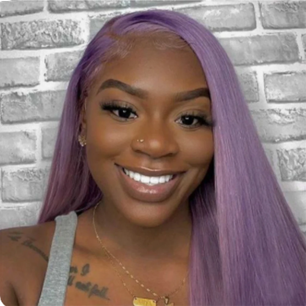 

Purple Wig Long Synthetic Lace Front Wig Heat Resistant Fiber Hair Water Wave Wigs Natural For White Women Cosplay Side Part