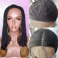 bob braided wigs lace front handmade middle part braided straight synthetic hair small 2x long braiding hair wigs with baby hair