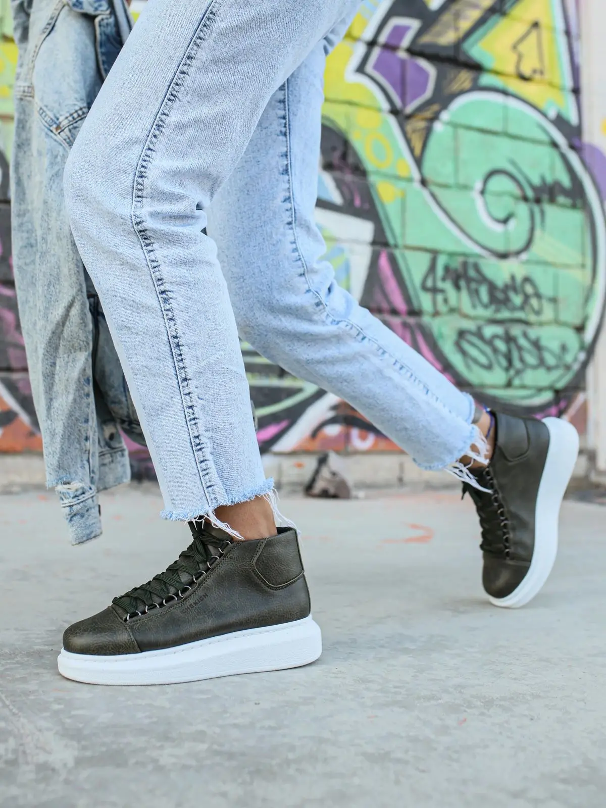 Chekich Khaki Color Lace-Up White Outsole Womens Girls Shoes  Eco-Friendly Vegan Artificial Leather Odorless Classic Elite CH258