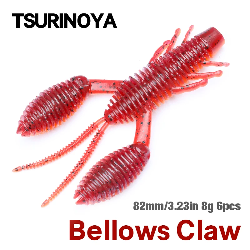 

TSURINOYA Shrimp Soft Fishing Lure 3.23in 6pcs PREDATOR Bellows Claw Worm Add Salt Flavor Bass Pike Swimbait Fishing Rig Baits