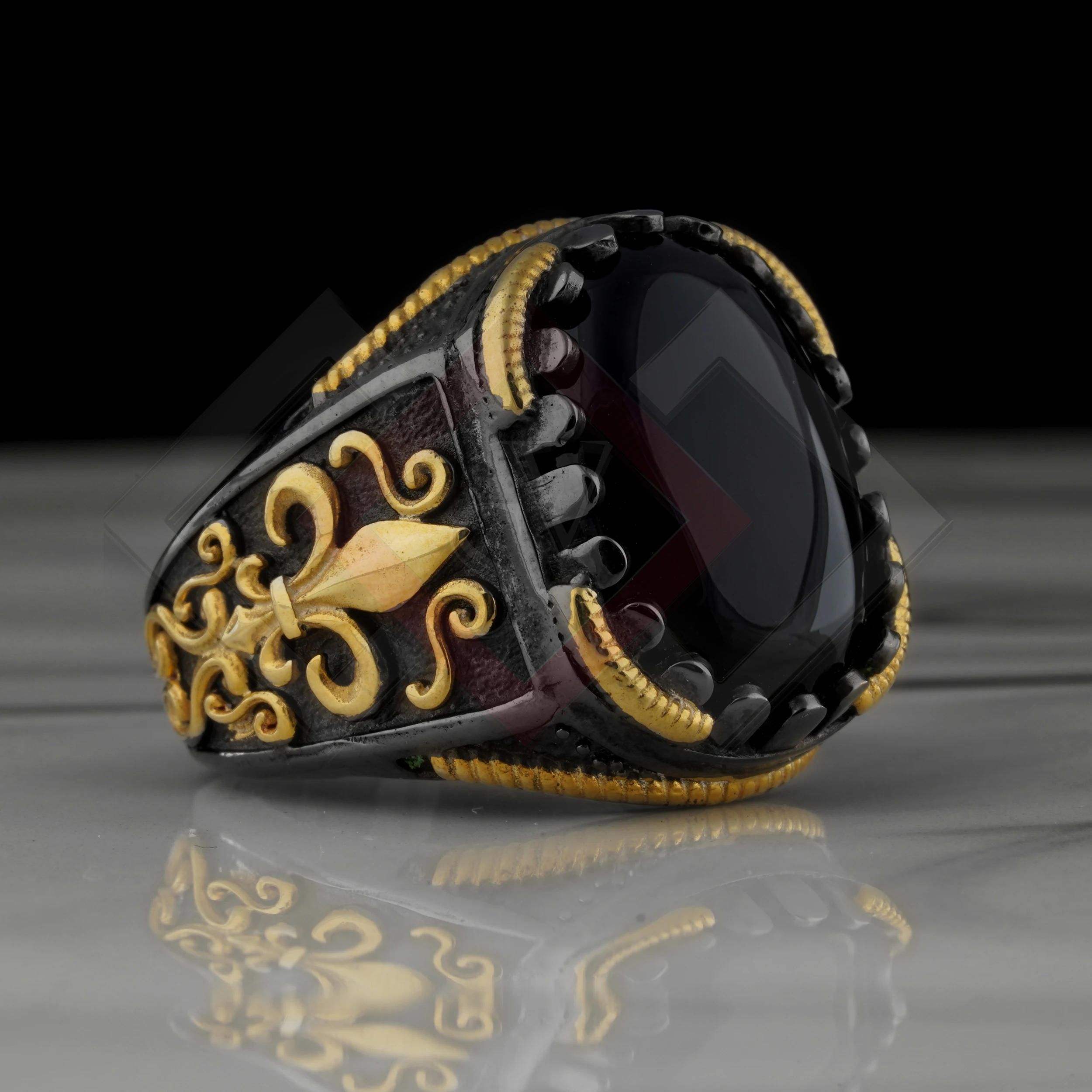 

Silver Ring For Men 925 Made in Turkey With Onyx Stone.. Guaranteed High Quality .. Turkish Jewelry