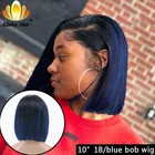 Парик Aliafee из 150% натуральных волос, темно-фиолетового и синего цвета, с короткой стрижкой