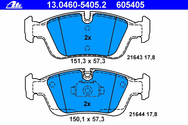 Колодки тормозные BMW 3(E46)/3(E36) -05 перед. ATE 13046054052 |