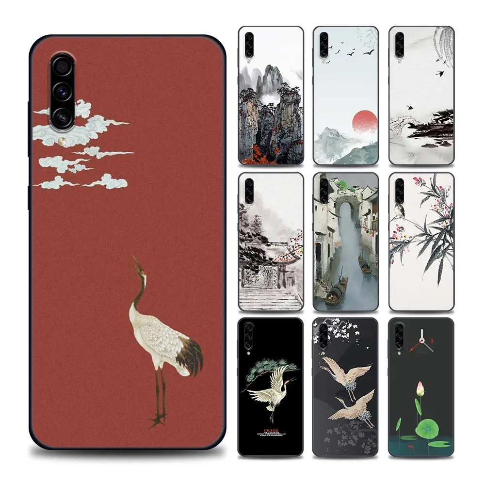 

Retro Traditional Paintin Phone Case for Samsung A7 A9 10 20 E S 30 S 40 50 S 60 70 S 80 90 5G Soft Silicone Cover Coque Funda