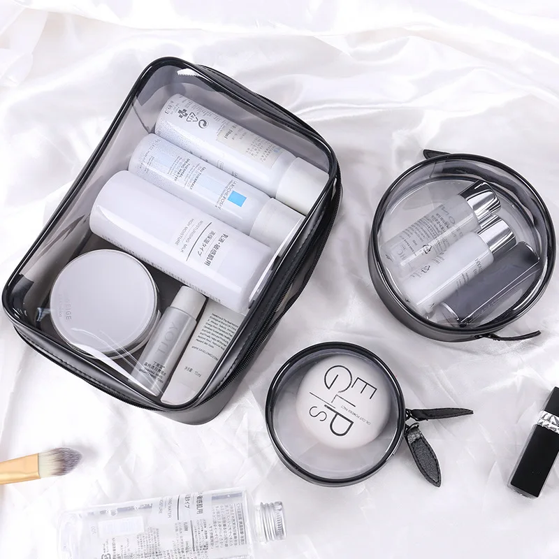 

Transparent Cosmetic Bag PVC Women Zipper Clear Makeup Bags Beauty Case Travel Make Up Organizer Storage Bath Toiletry Wash Bag