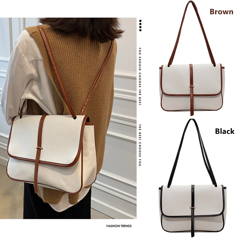 

Large-capacity Canvas Messenger Bag Simple Casual Western Style One-shoulder Small Square Bag