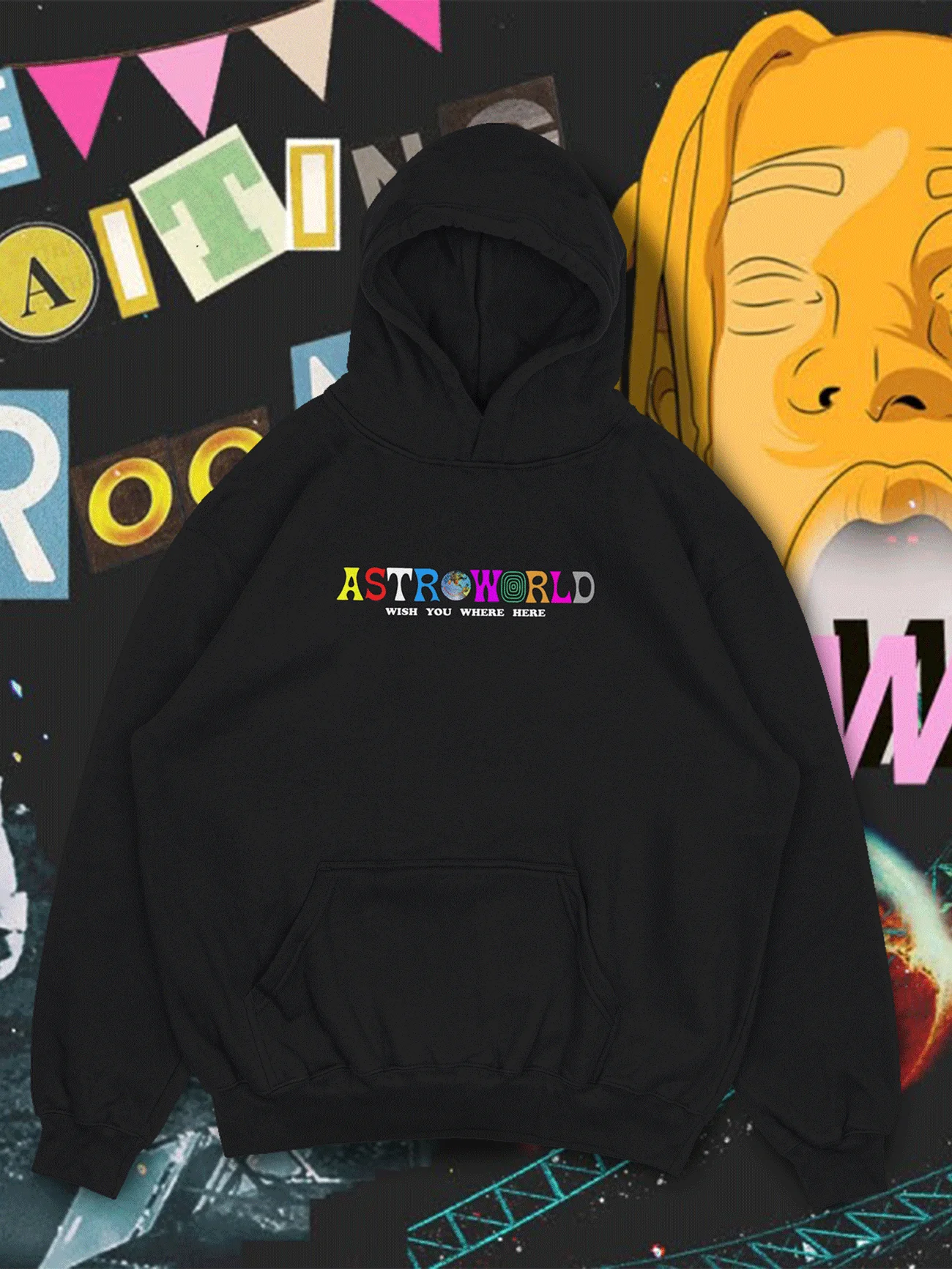 Мужская толстовка Трэвис Скотт Астро Ворлд Travis Scott Astroworld худи