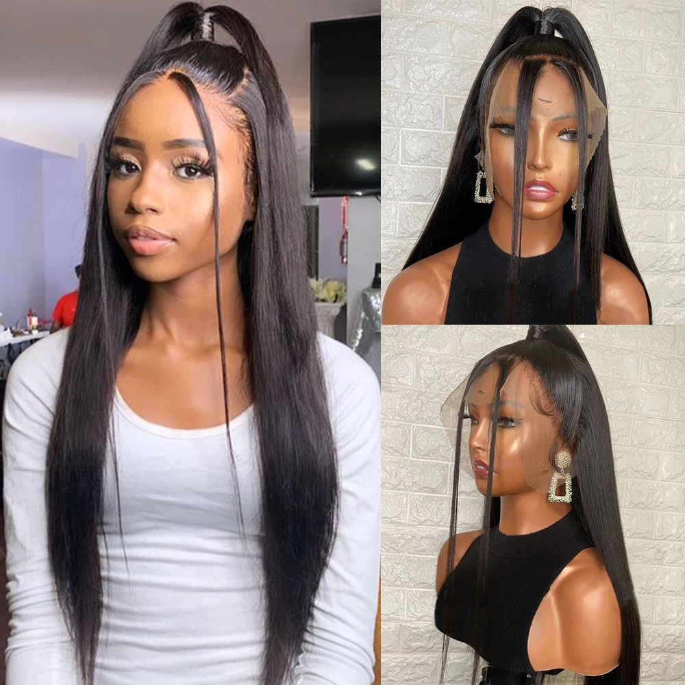 

100% Remy Human Hair Wigs Pre Plucked Swiss Lace 13*4 Frontal Wig Raw Indian Straight Hair Lace Front Human With Wigs Baby Hair