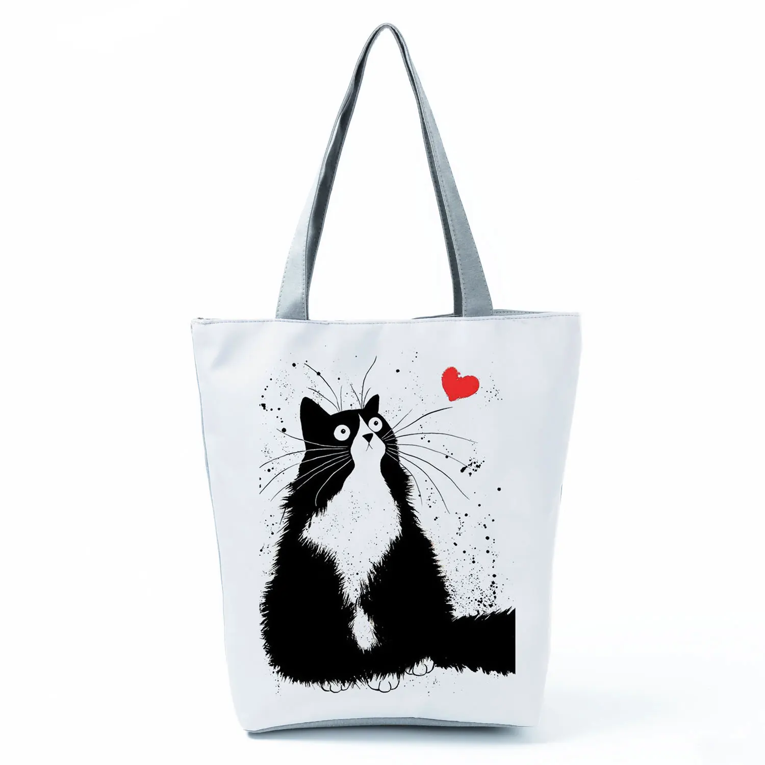 

Animal Pattern Print Handbags Cat Love All-Match Shoulder Bags Fashion Eco Friendly Beach Bag Portable High Capacity Tote Female