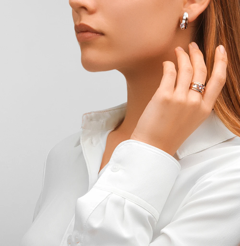 Золотые серьги с аметистом SUNLIGHT проба 585 | Украшения и аксессуары