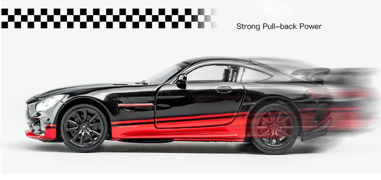 KIDAMI 1:32 Ben AMG GT Diecast Car Model High Simulation Pull Back Sound and Light Model Toy Car For Children's Birthday Gifts
