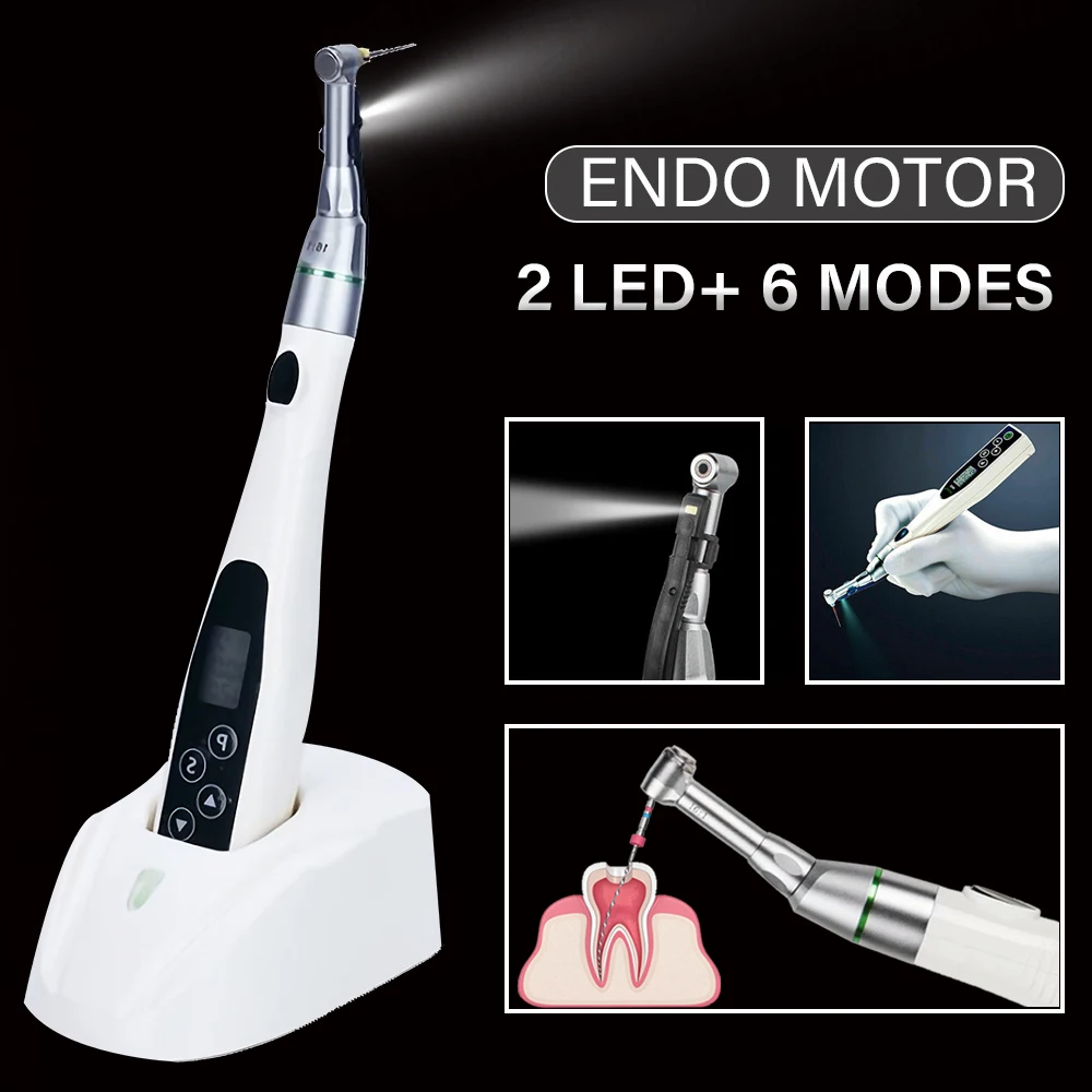 

On Sale Dental Wireless Endo Motor with LED 16:1 Contra Angle 6 Programme Endodontic Instrument Root Canal Apex Locator