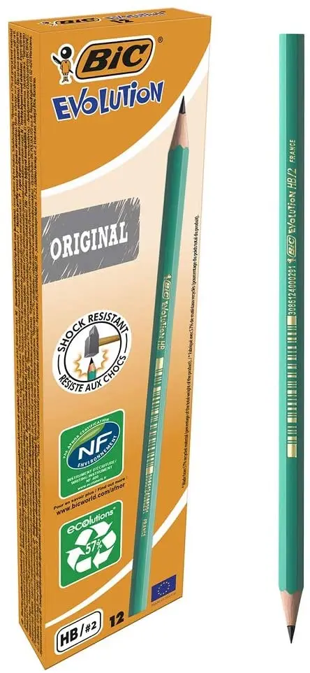 Bic Evolution Original 650 Hb Graphite Pencils Wooden Pencil Office School Supplies Box Of 12 Standard Pencils Aliexpress