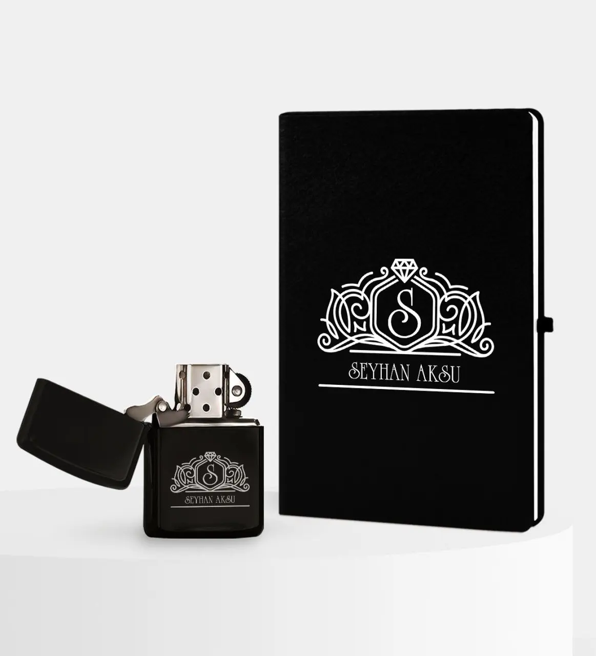 

Personalized Is Black Notebook and Gasoline Lighter Set-13