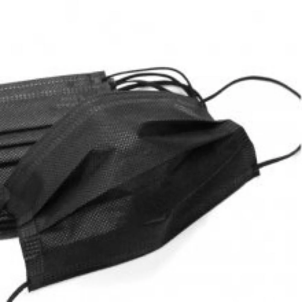 Маска медицинская одноразовая трехслойная из нетканого материала черная 50