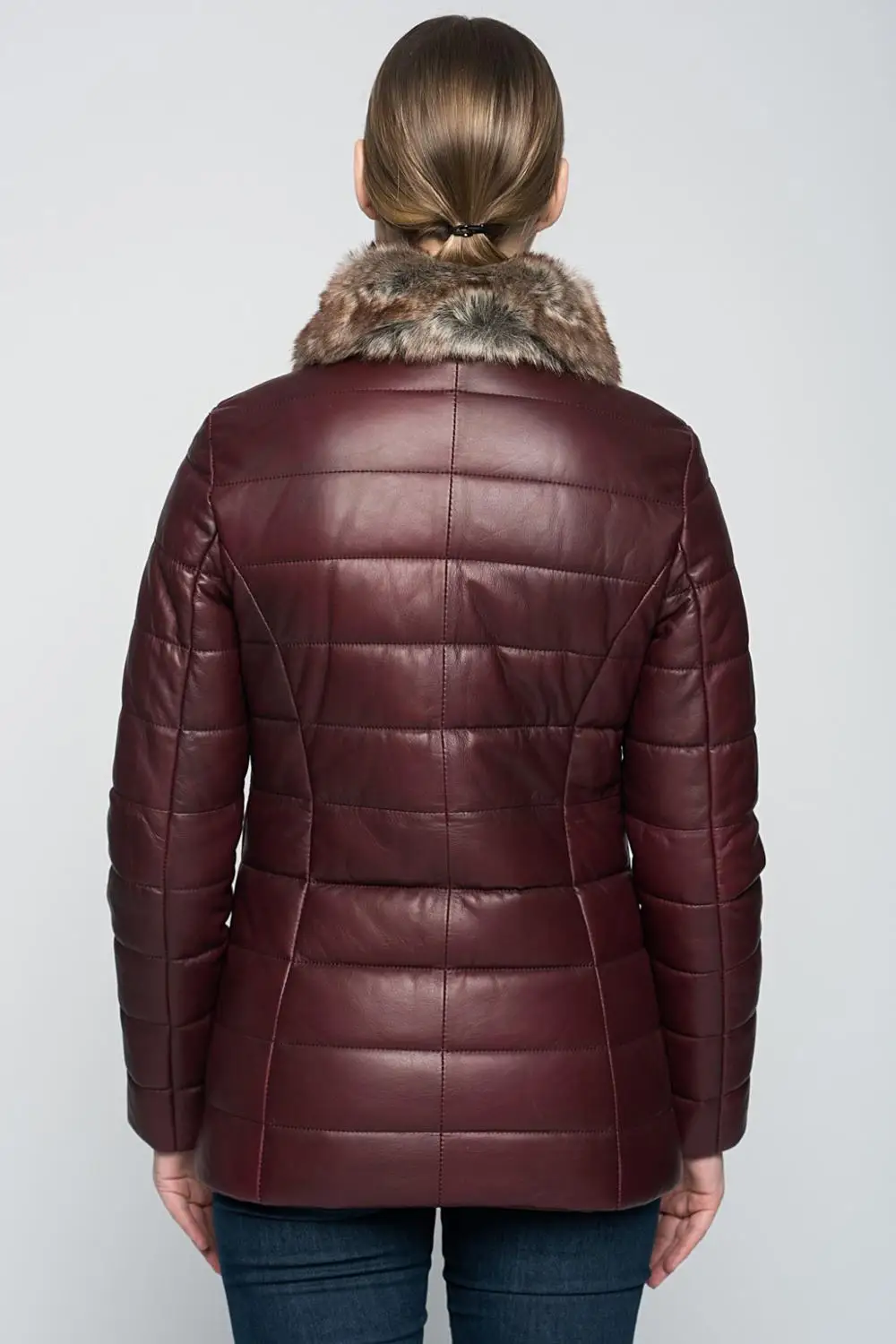 real sheepskin burgundy genuine leather jacket, new winter fashion, Fast-Fashion fashion house