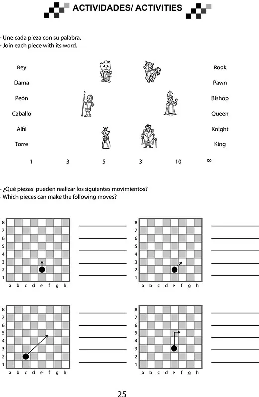 Шахматный буклет для раскраски 2. Раскрась фигуры и узнай их название ценность. На