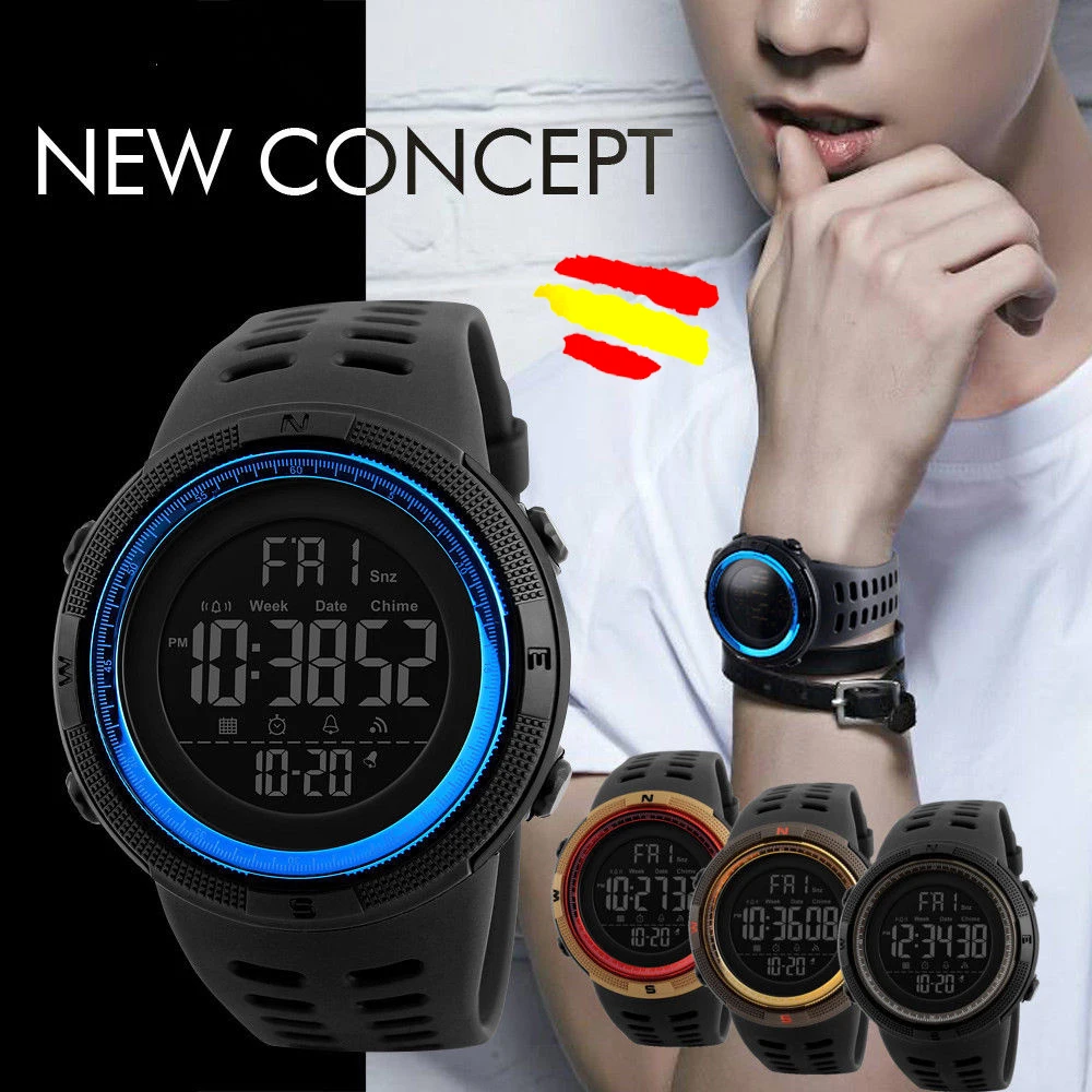 SKMEI мужские спортивные часы наручные светодиодный цифровой кварцевый чехол