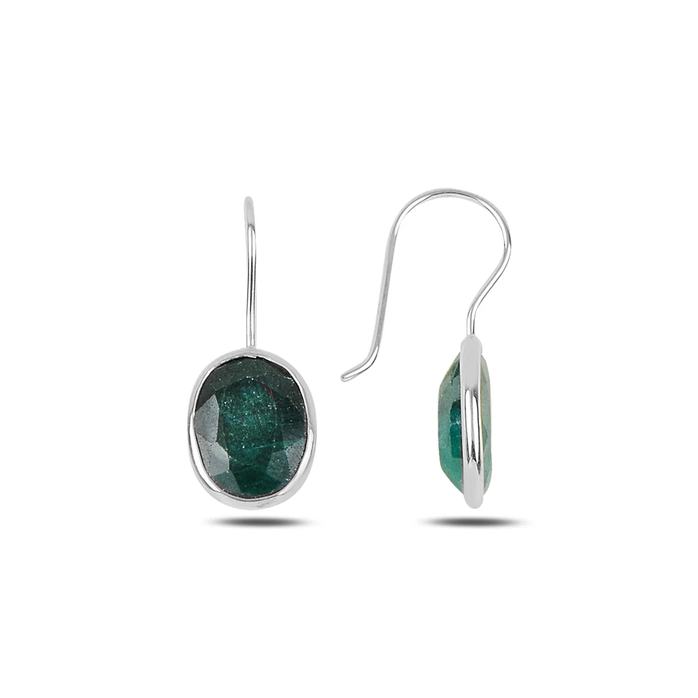 

Silver Emerald Gemstone Earrings