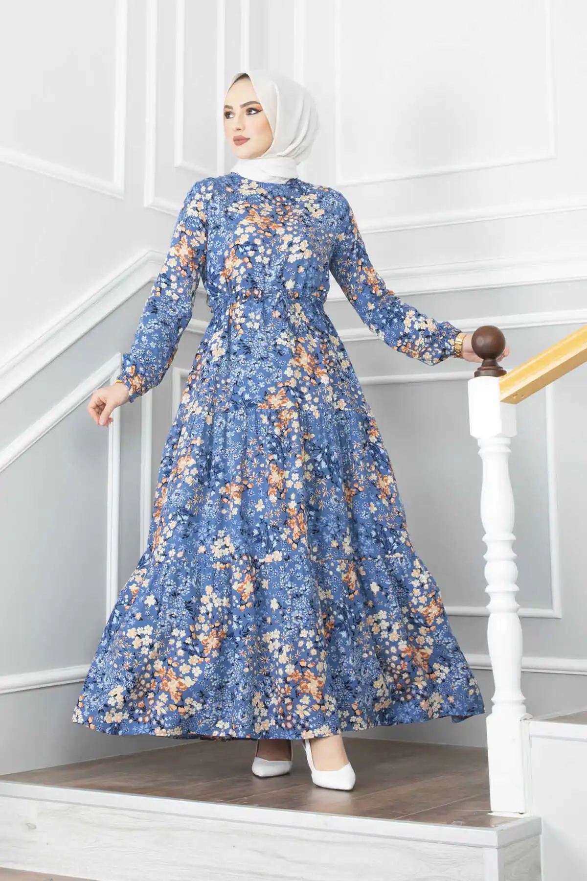 Женское туннельное платье с поясом и цветочным узором Рамадан 2022 новый год