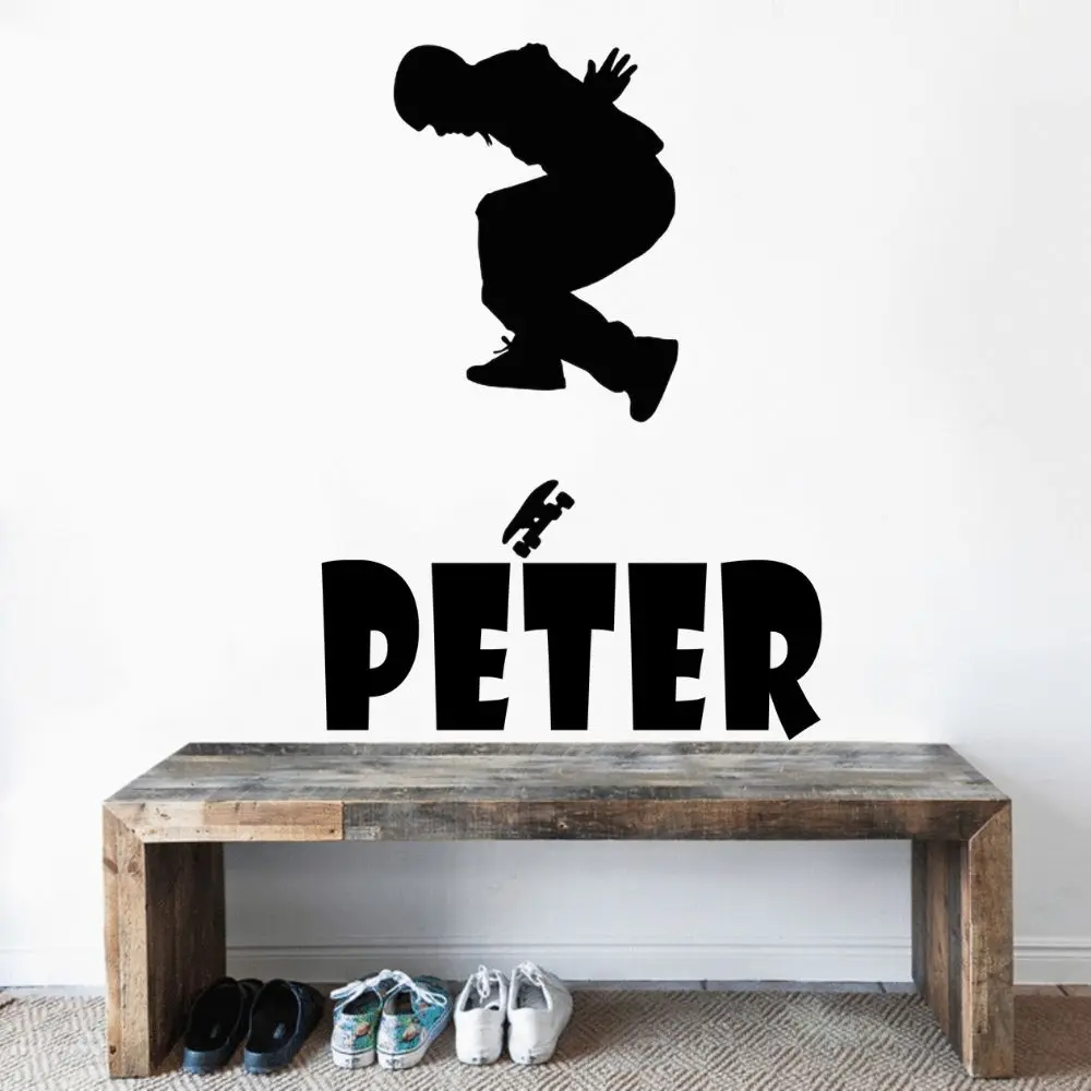 

Wall Art Skate Board Flip Personalized Name Skateboard Sports Sticker for Home And BedRoom Decoration Removable A002484