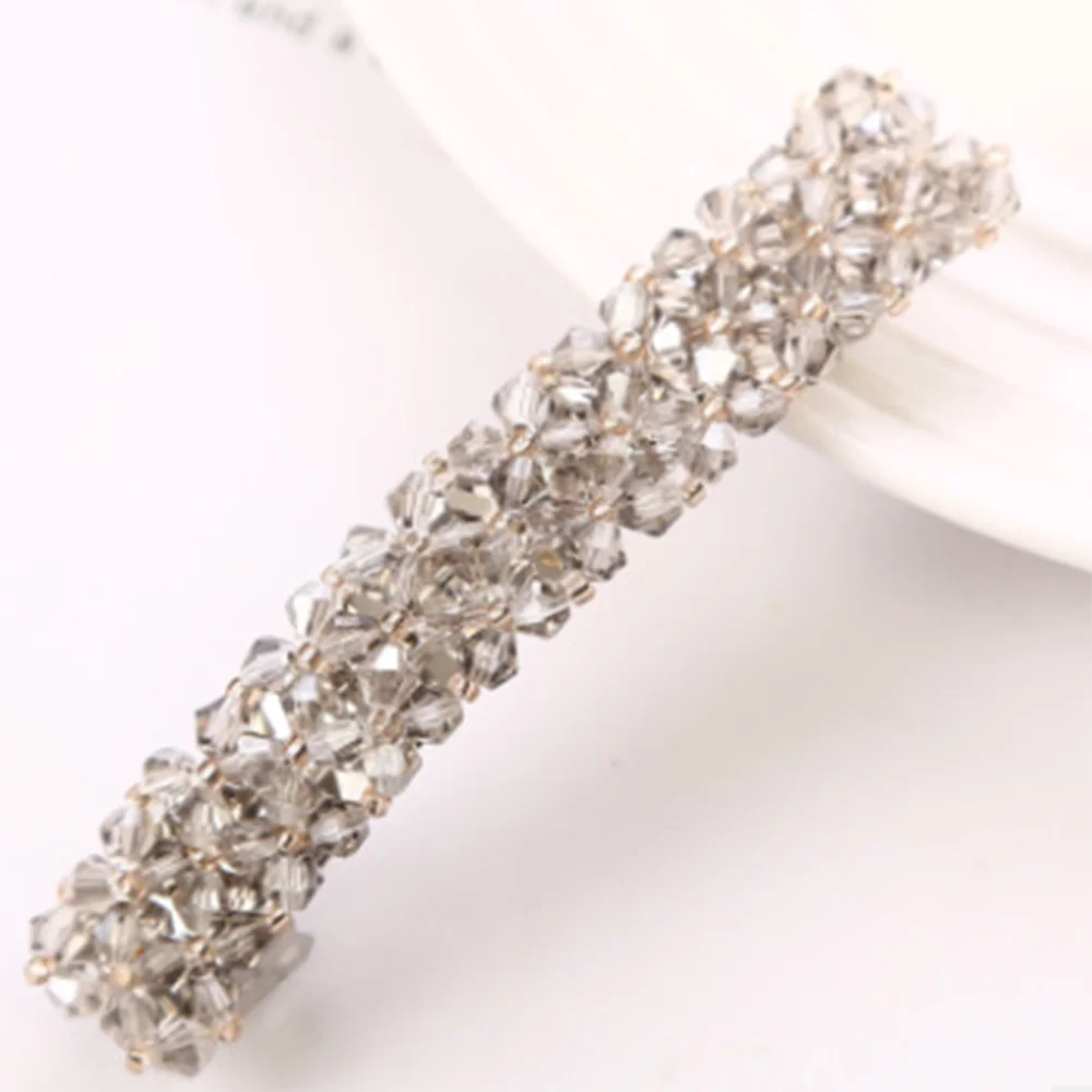 

1PC Fashion Women Girls Bling Hair Clip Headwear 6 Color Crystal Rhinestone Elastic Hair Clip Barrette Hairpin Hair Accessories
