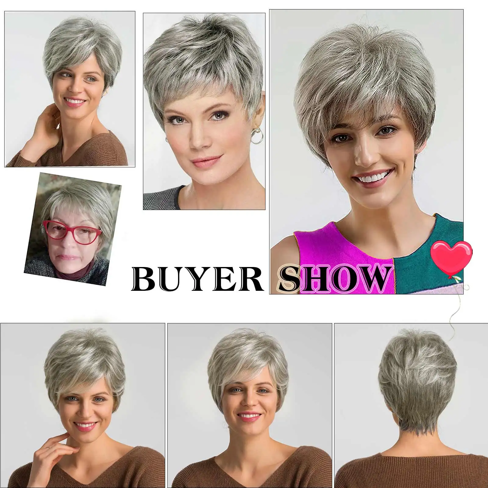 Короткие срезанные волосы Фаллоу смешанные серые искусственные женские