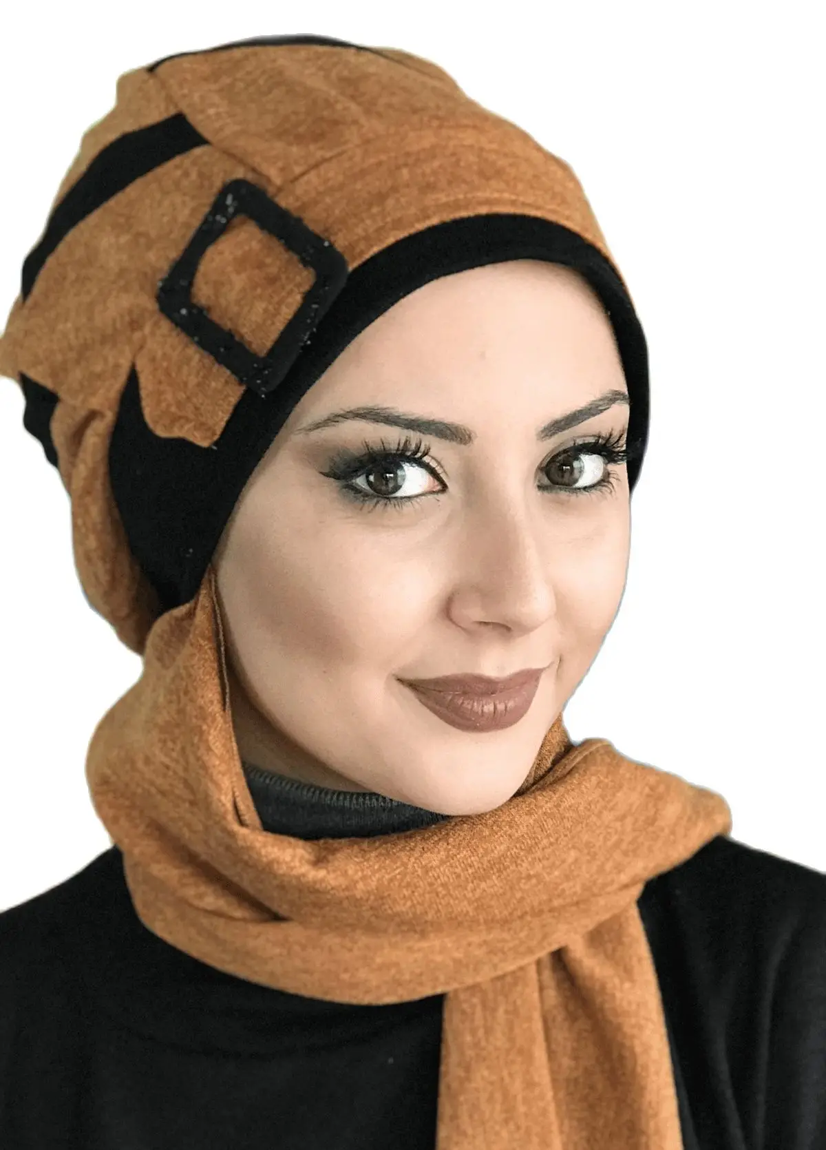 New Fashion 2021 Women Headscarf Scarf Kerchief Hat Bone Hijab Islamic Clothing Okra Passionflower Black Striped Beret Shawl