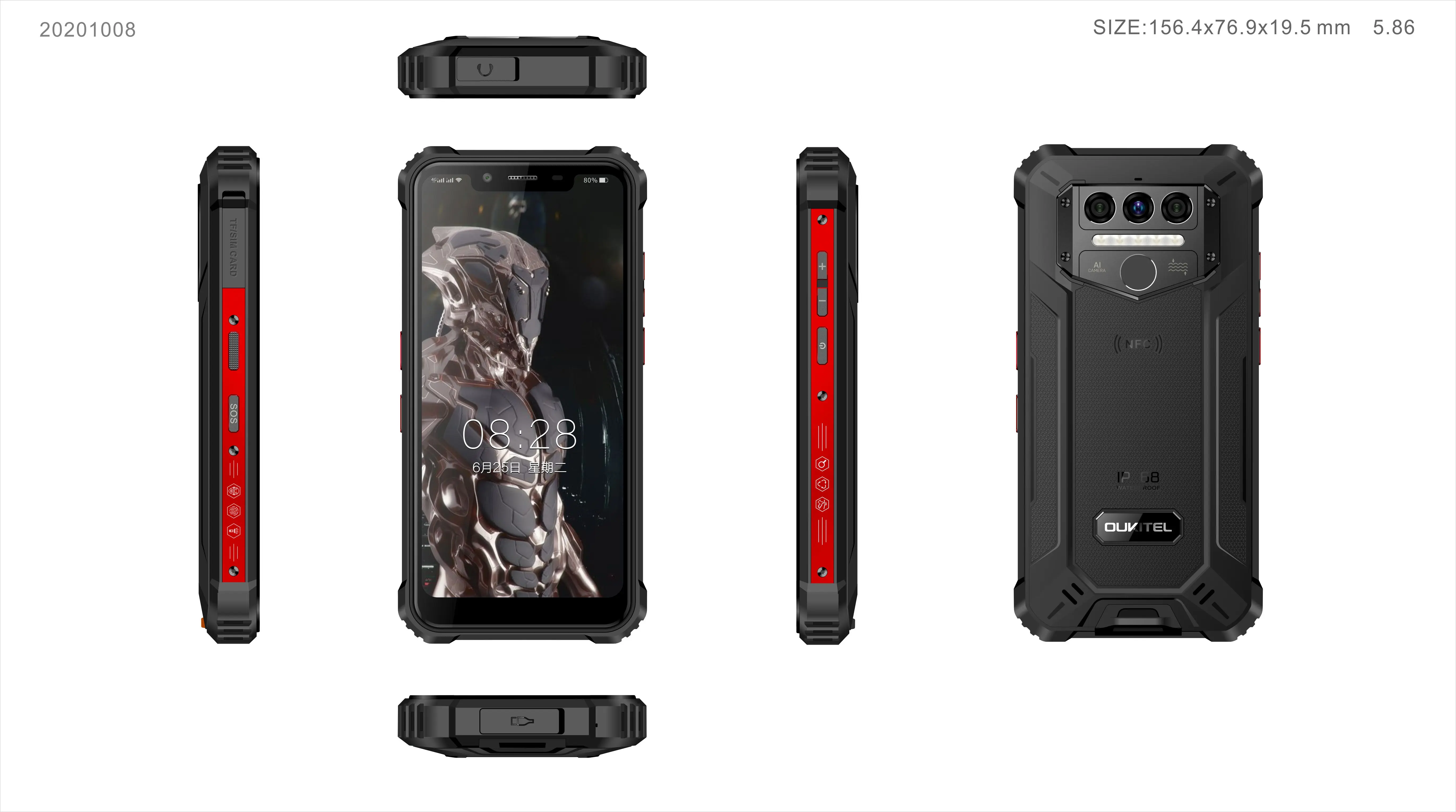 Oukitel Rugged wp9 4G LTE Smartphone 6G+128G 5.86Inch Android 10.0 8000MHA Mobile Phone 16M/8M NFC Phone