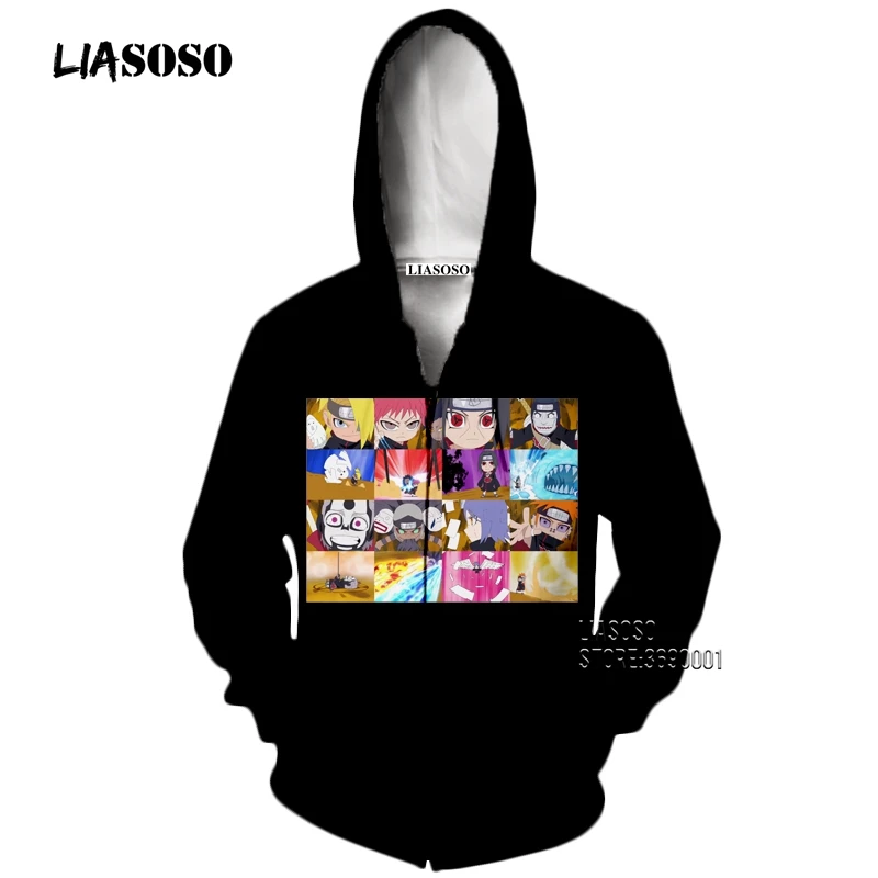10 LIASOSO 3D принт унисекс аниме Наруто Akatsuki Учиха Итачи Саске толстовки с капюшоном толстовки Повседневная куртка на молнии X2651 - Цвет: 10