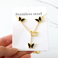 luxukisskids brand design ladies exquisite butterfly necklace and earrings elegant lady jewelry sets for women gifts for girls