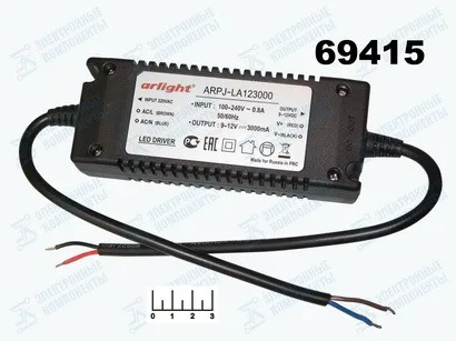 Драйвер светодиода 3.0A 9-12VDC 100-240VAC ARPJ-LA123000 (art.: 3920bb1dbd40b) - 3920bb1dbd40b