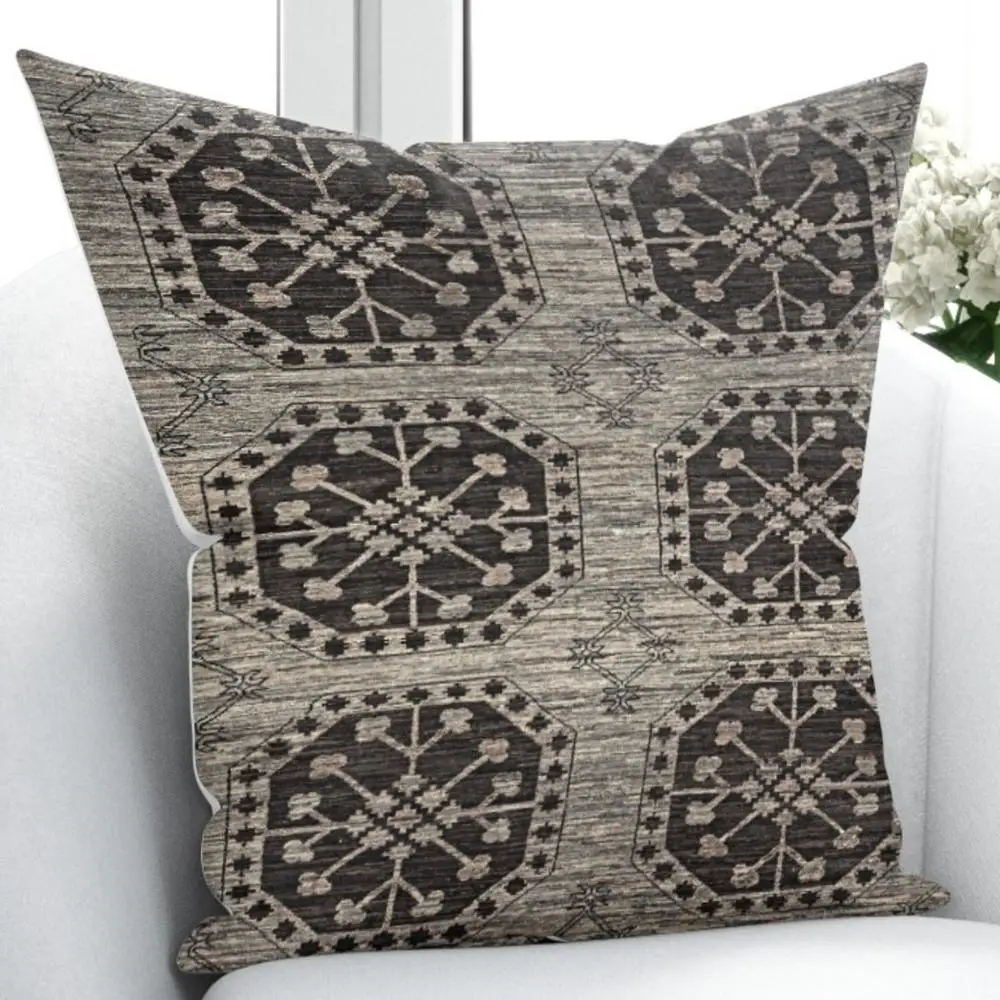 Еще Коричневый и серый цвет пуфик Винтаж дизайн 3D Печать Подушка Чехол для