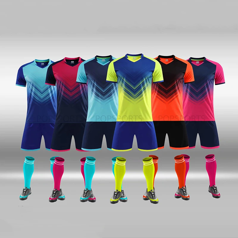 

Wholesale Custom Soccer Jersey Adult and Kids Boy DIY Football Uniform Set Suits Short Plus Size
