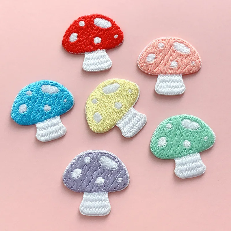 

100pcs/lot Luxury Small Embroidery Patch Clothing Decoration Mushroom Dot Plant Sewing Accessory Craft Diy Iron Heat Applique