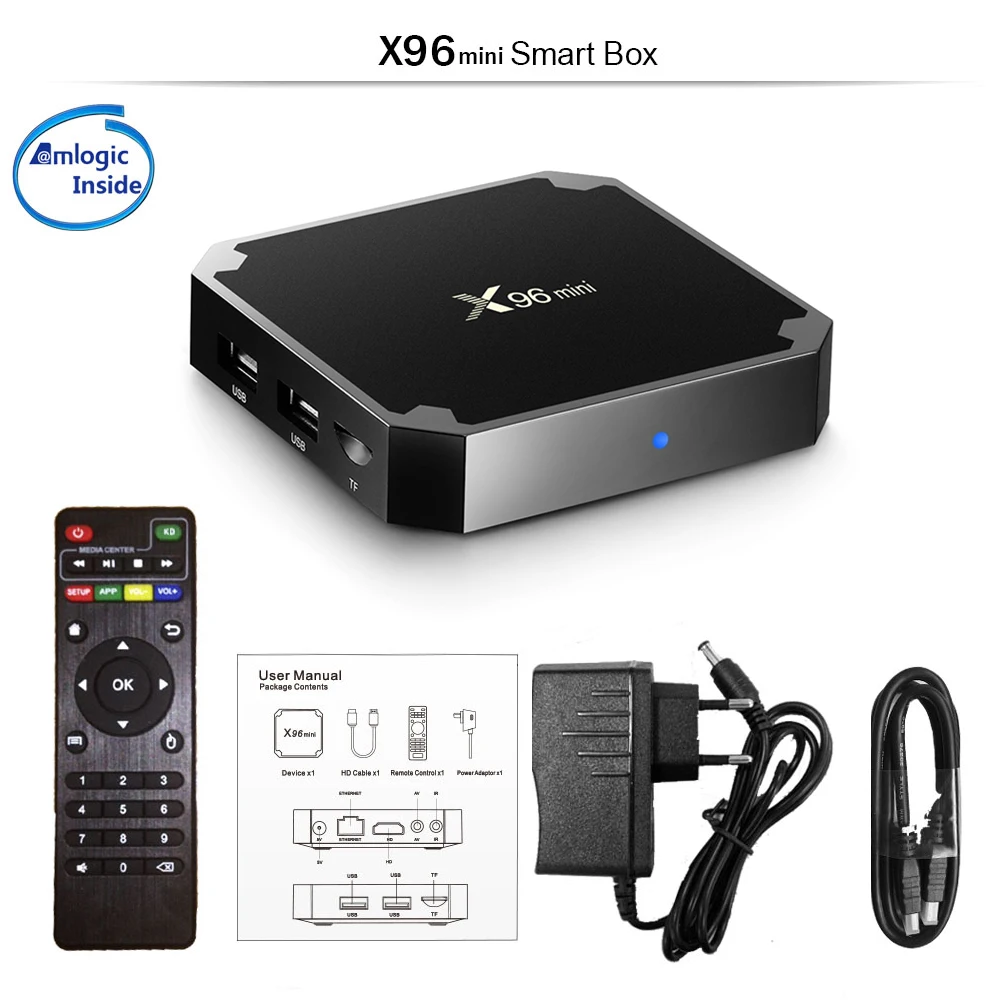 X96 Мини Android TV BOX 7 1. Smart Box 2 Гб 16 Гб. Amlogic S905W 4 ядра ГГц Wi Fi. Декодер каналов кабельного