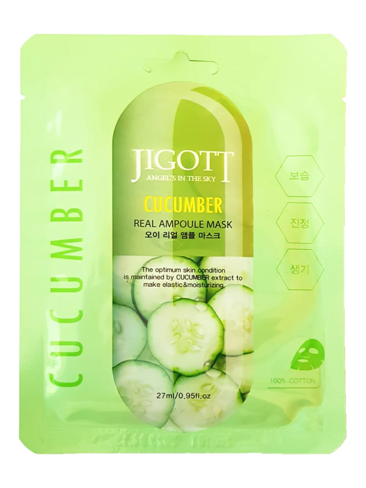 Тканевая ампульная маска с экстрактом огурца Jigott Cucumber Real Ampoule Mask 27 мл |