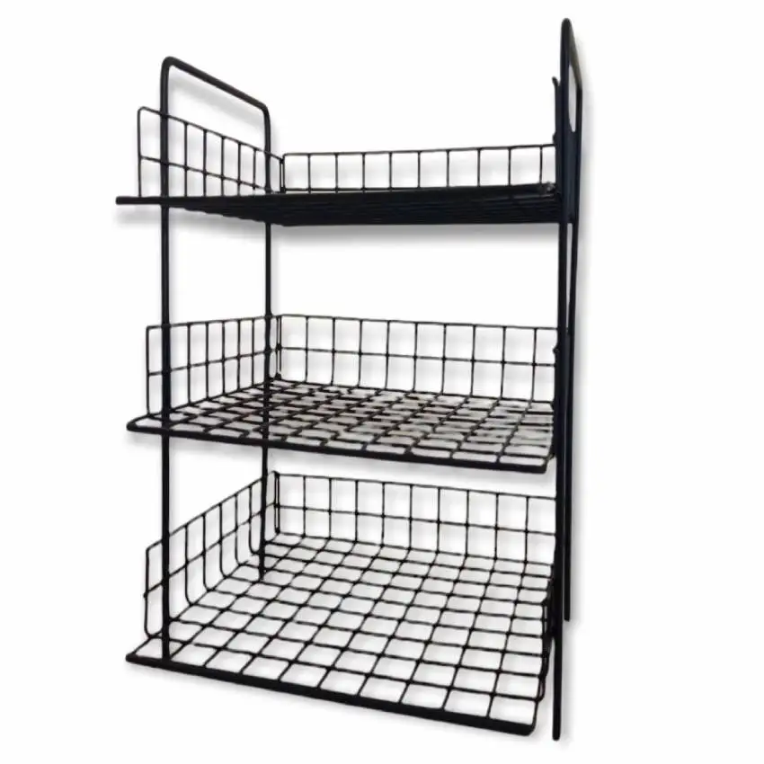 

Organizer A4 and document archiving rack office organizer metal black document rack 3 compartments multipurpose organizer storag
