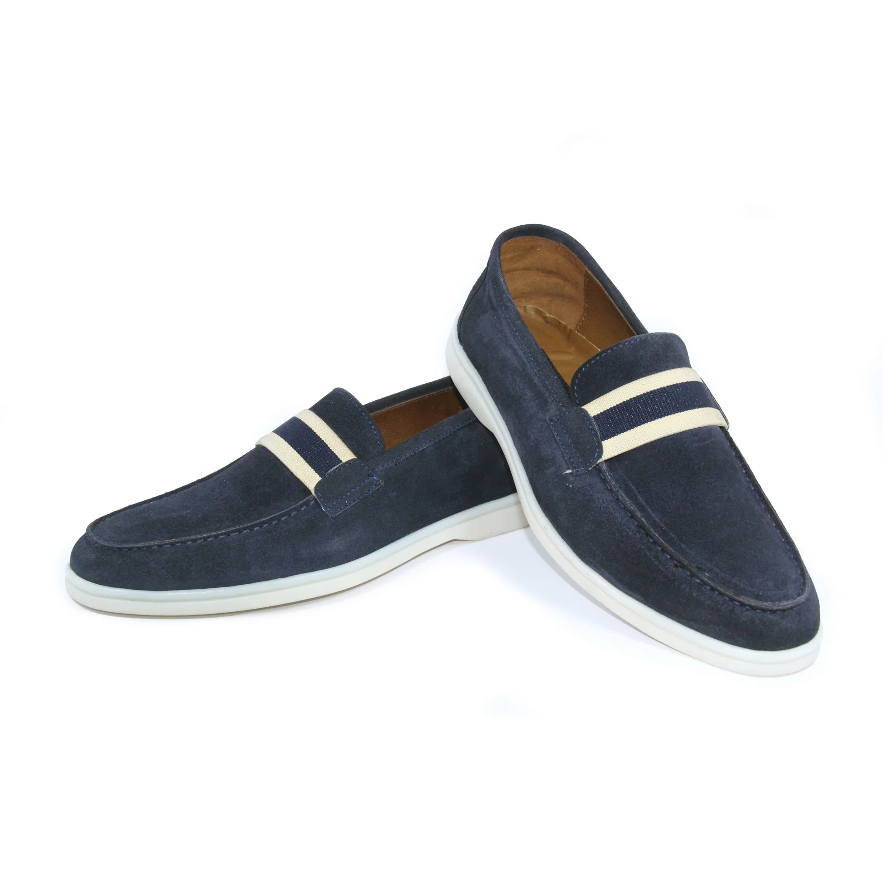Мужские темно-синие замшевые повседневные лоферы натуральная телячья кожа