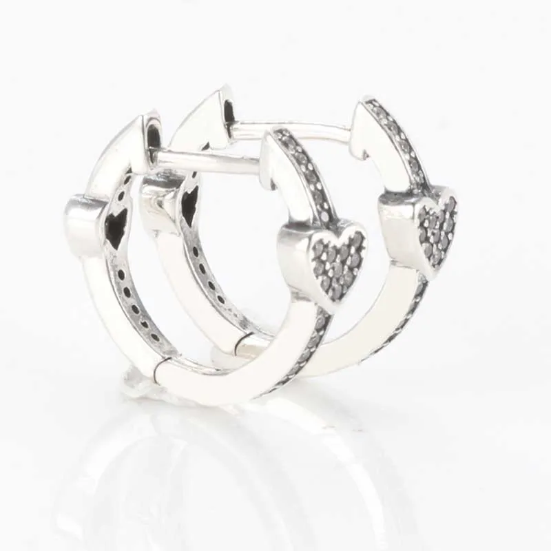

PANDORA Alluring Hearts Hoop Earrings Silver With Box