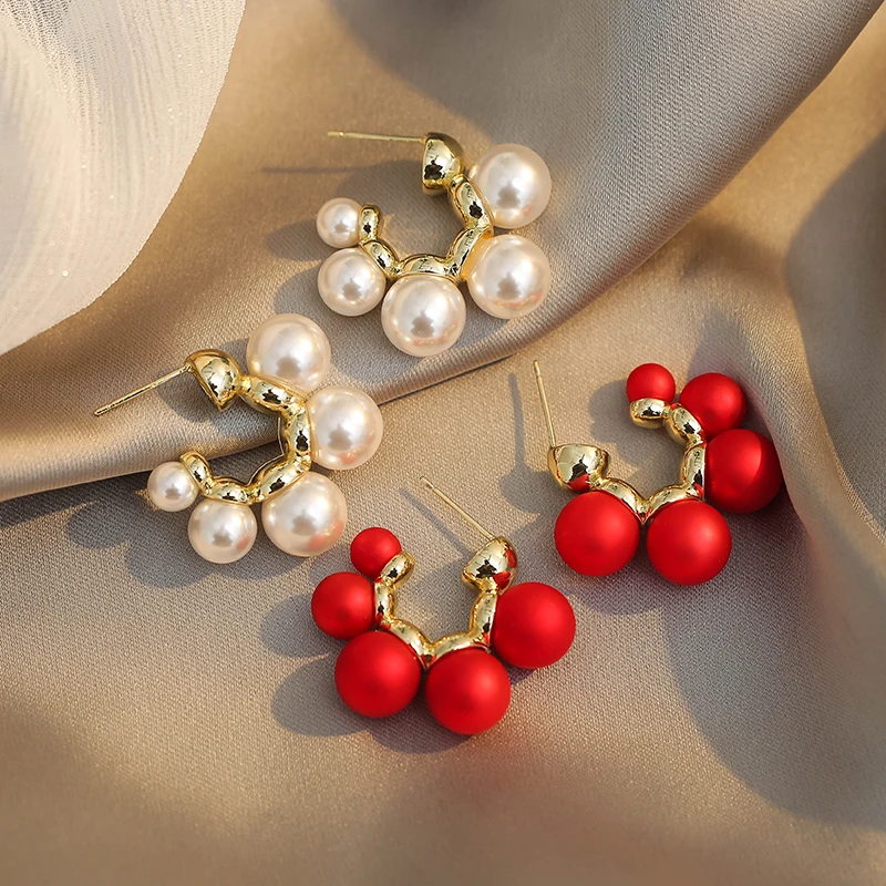 

Elegant Celebrity Metal Inlaid Pearl Earrings For Woman Fashion Jewelry 2022 New Luxury Wedding Party Girl's Unusual Earrings