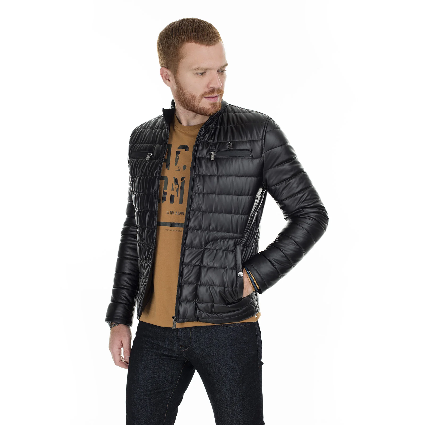 Мужская кожаная куртка U.S. Polo из искусственной кожи G081SZ035P01 P8010|Куртки