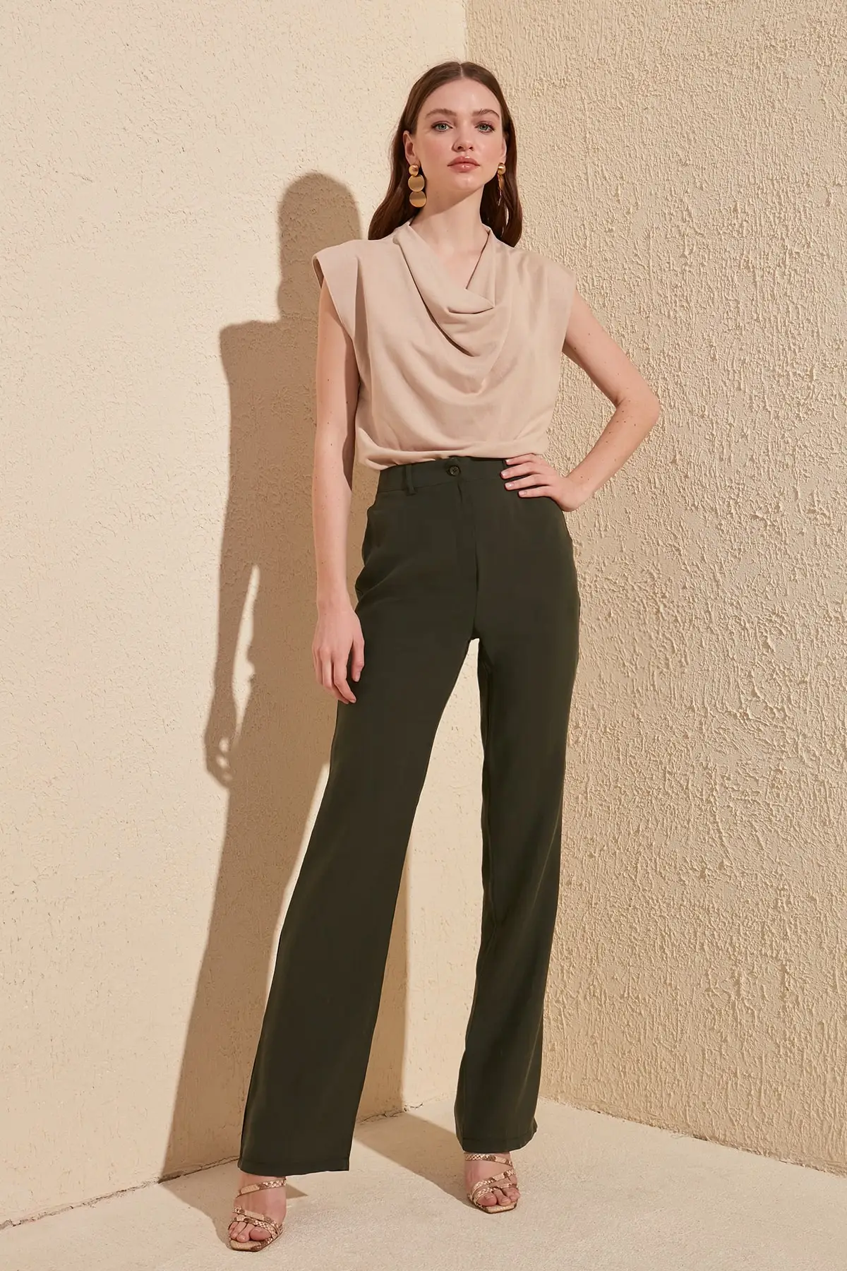 Trendyol шелковистой текстурой купро ткань брюки TWOSS20PL0139 | Женская одежда