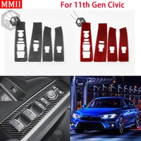 rrx for 11th gen honda civic 2022 interior carbon fiber 4 doors window lift switch decoration cover trim sticker car accessories
