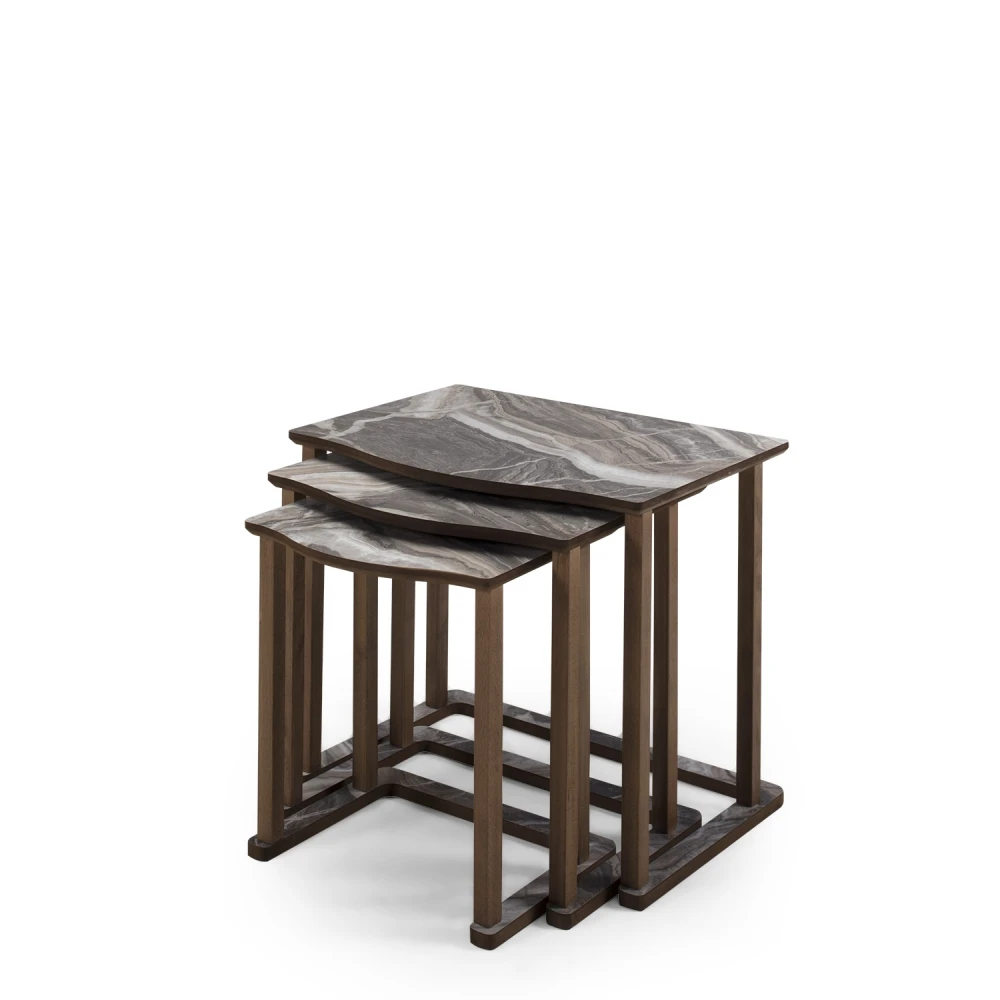 

Defne Servis Table Five Different Patterns Top Surface MDF Solid Wood Legs Modern Design Easy to Assemble For Dining and Living