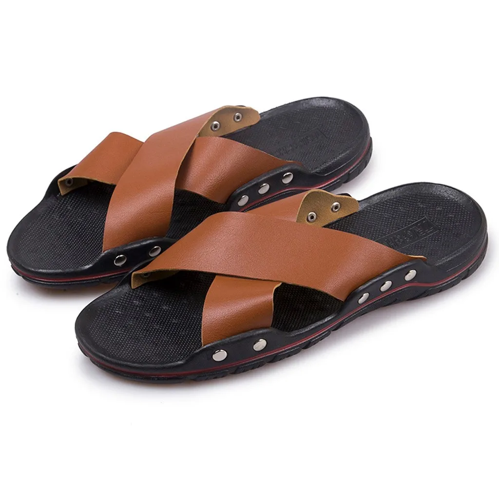 

2021 HOT Men Summer Sandals Lightweight Shoes Solid Color Men Outdoor High Quality Solid Color Free Shipping Flat Slippers JEC